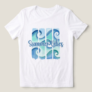 Ocean Wave Watercolor Summer Vibes Coastal Beach Tri-Blend Shirt