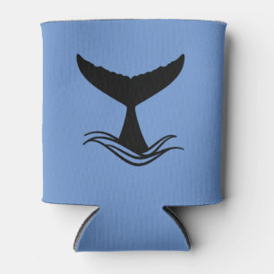 Ocean Wave Whale Tail Silhouette Can Cooler