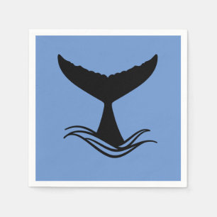 Ocean Wave Whale Tail Silhouette Napkin
