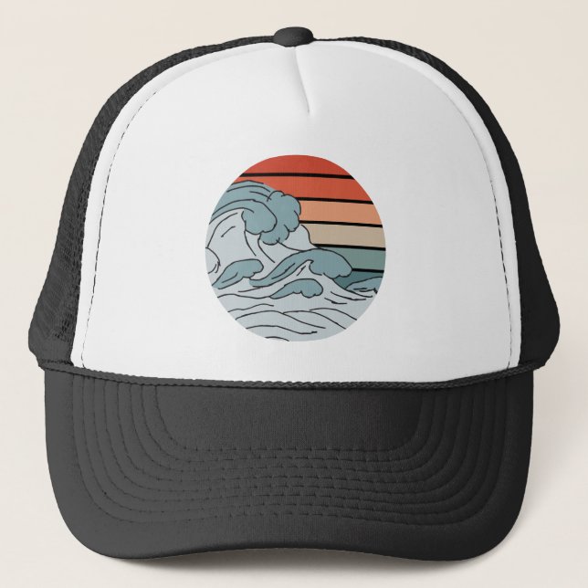 Ocean Waves Aesthetic With Beach Waves Aesthetic Trucker Hat (Front)