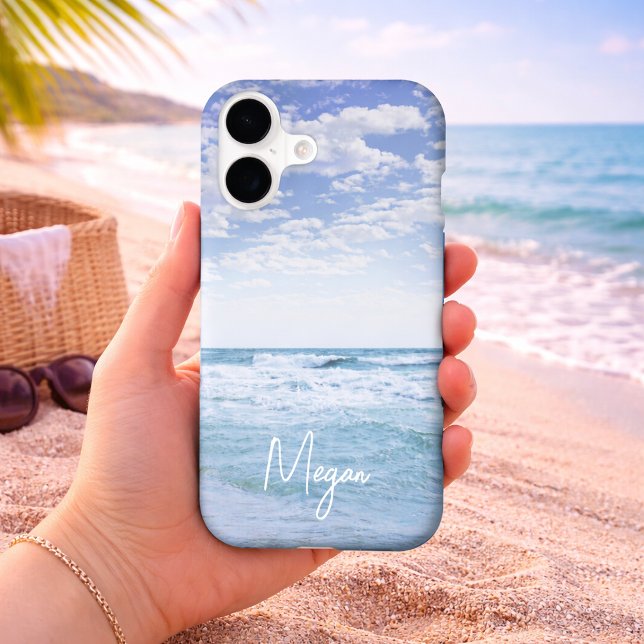 Ocean Waves and Blue Sky Photography Custom (Ocean Waves and Blue Cloud Sky Custom Phone Case)