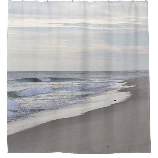 Ocean waves and sandy beach shower curtain (Front)