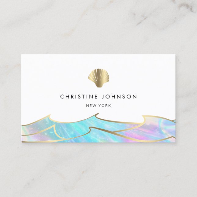 ocean waves and seashell logo business card (Front)