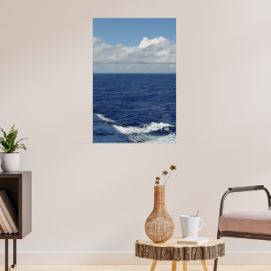 Ocean Waves and White Fluffy Clouds Poster