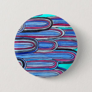Ocean Waves aqua blue pattern 6 Cm Round Badge