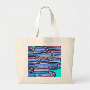 Ocean Waves aqua blue pattern Large Tote Bag