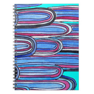 Ocean Waves aqua blue pattern Spiral Notebook