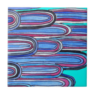 Ocean Waves aqua blue pattern Tile