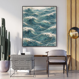 Ocean Waves Art   Japanese Wave Print Poster