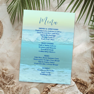 Ocean Waves Background Wedding Menu Template