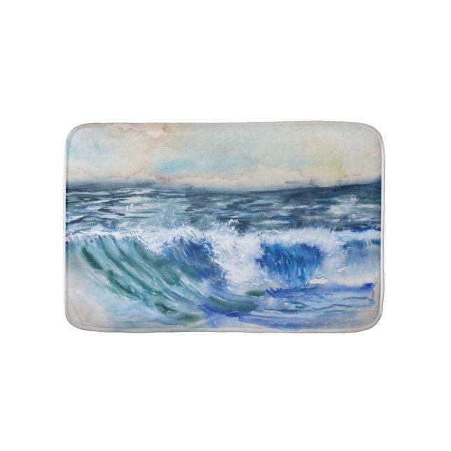 Ocean waves Bath Matt Mat (Front)