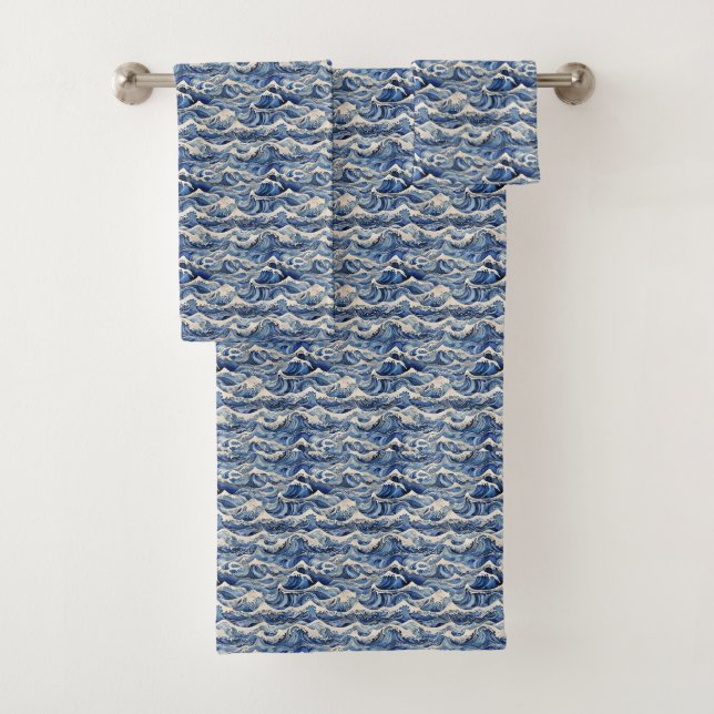 Ocean Waves Bath Towel Set (Insitu)