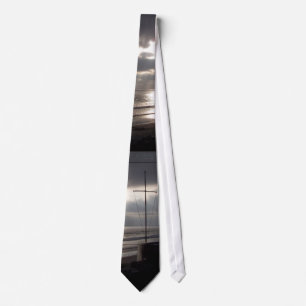 Ocean Waves Beach Christian Cross Tie
