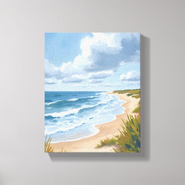 Ocean Waves | Beach Coastal Painted Canvas Print (Front)