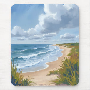 Ocean Waves Beach Coastal Painted Mouse Pad