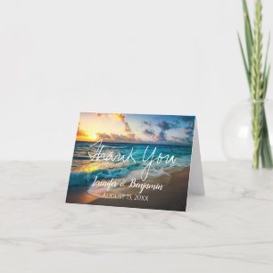 Ocean Waves Beach Personalised Wedding Thank You Card