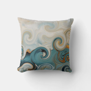 Ocean Waves Beach Teal Blue Abstract 74 Cushion
