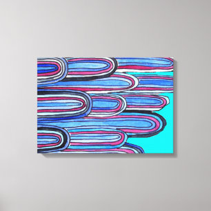 Ocean Waves blue pattern art Canvas Print