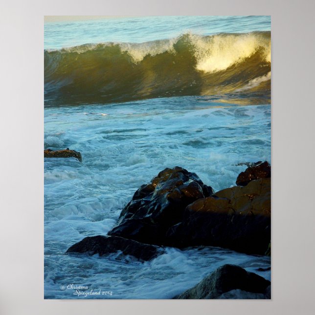 Ocean waves Boulders Poster (Front)