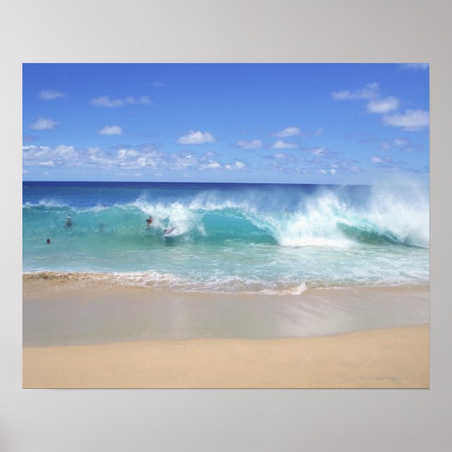 Ocean waves breaking on the beach, Sandy Beach Poster (Front)