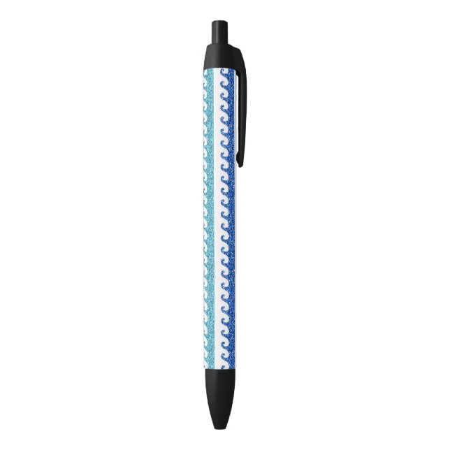 Ocean Waves Bright Blue Surfer Beach Surfing Black Ink Pen (Bottom (Vertical))