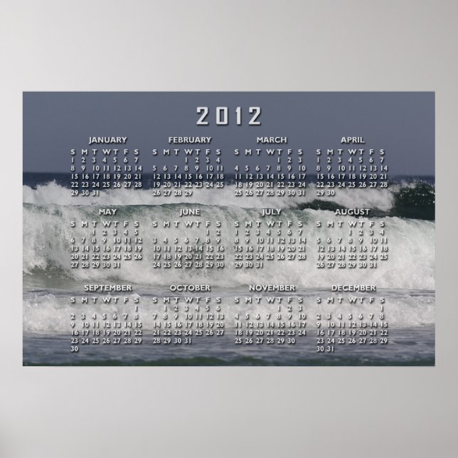 Ocean Waves Calendar Poster (Front)
