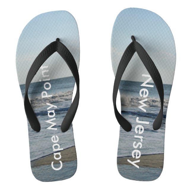 Ocean Waves Cape May Point New Jersey Jandals (Footbed)