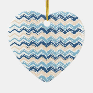 Ocean Waves Chevron Ceramic Tree Decoration