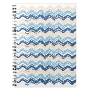 Ocean Waves Chevron Spiral Notebook