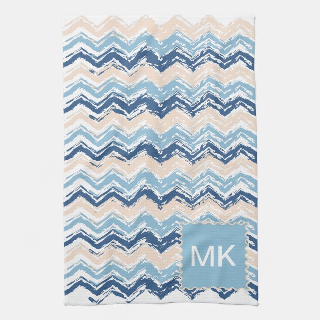 Ocean Waves Chevron Tea Towel (Vertical)