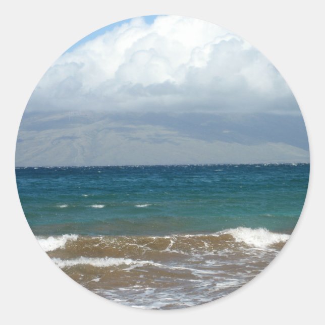 Ocean Waves Classic Round Sticker (Front)