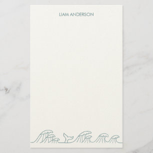 Ocean waves coastal kids stationery paper 