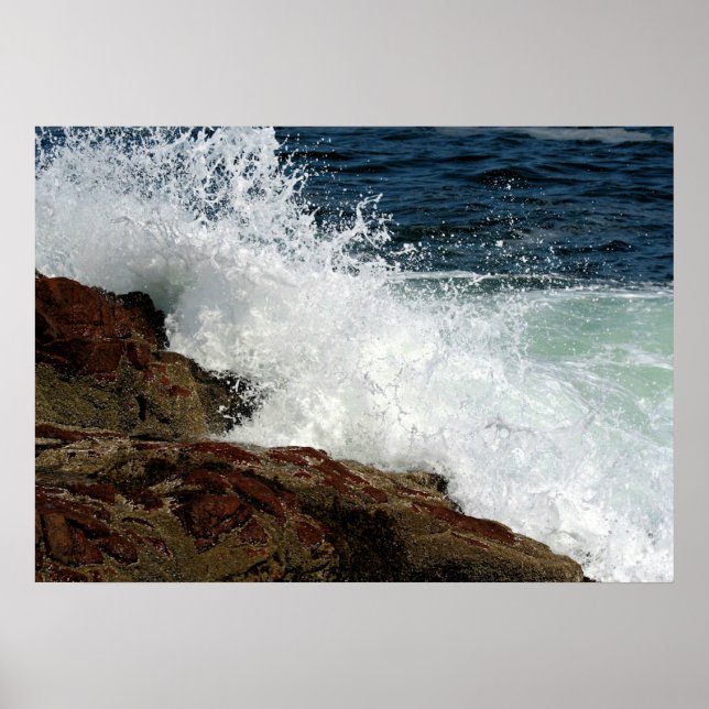 Ocean Waves Crashing against the Rocks Poster (Front)