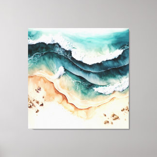 Ocean Waves Crashing on Shore Canvas Print