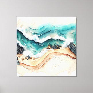Ocean Waves Crashing on Shore Canvas Print
