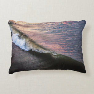 OCEAN WAVES CRASHING ON SHORE DURING DAYTIME DECORATIVE CUSHION