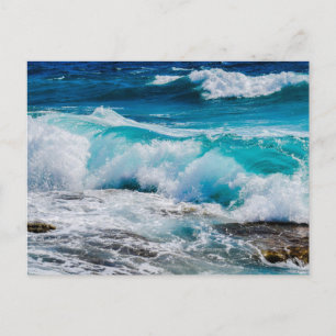 Ocean Waves Crashing on the Beach Postcard