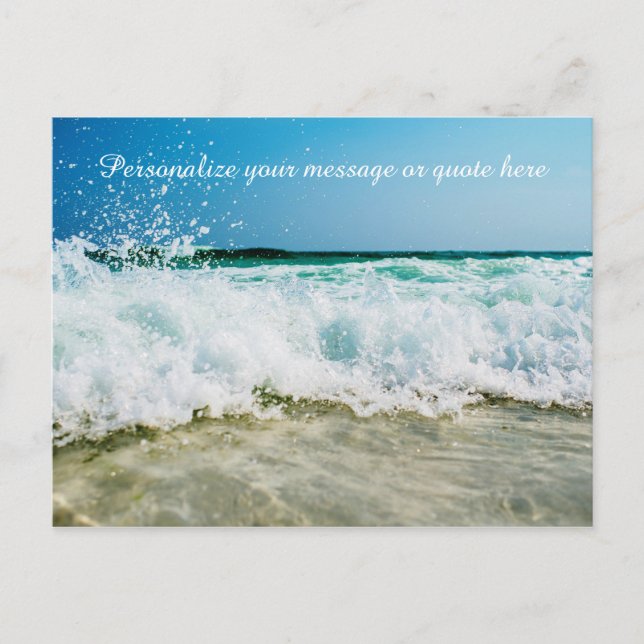 Ocean Waves Crashing Shore Personalise Message Postcard (Front)