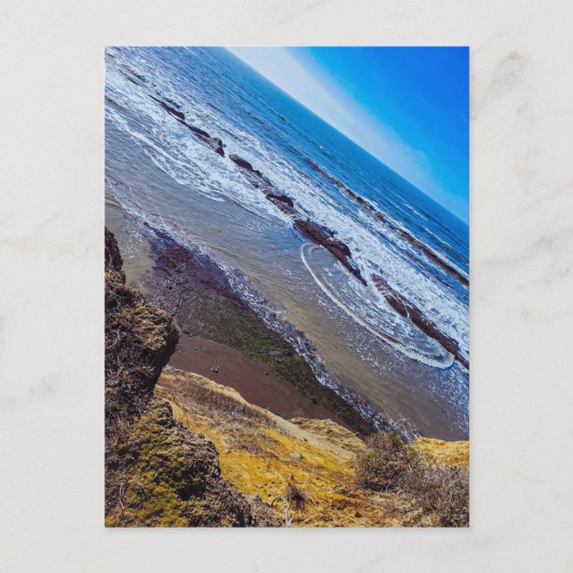 Ocean Waves from Cliff Coastal View Postcard (Front)