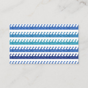 Ocean Waves Glitter Bright Blue Surfer Business Card