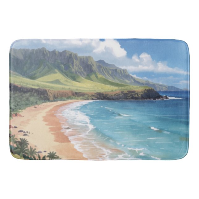 Ocean Waves Hawaii Bath Mat (Front)
