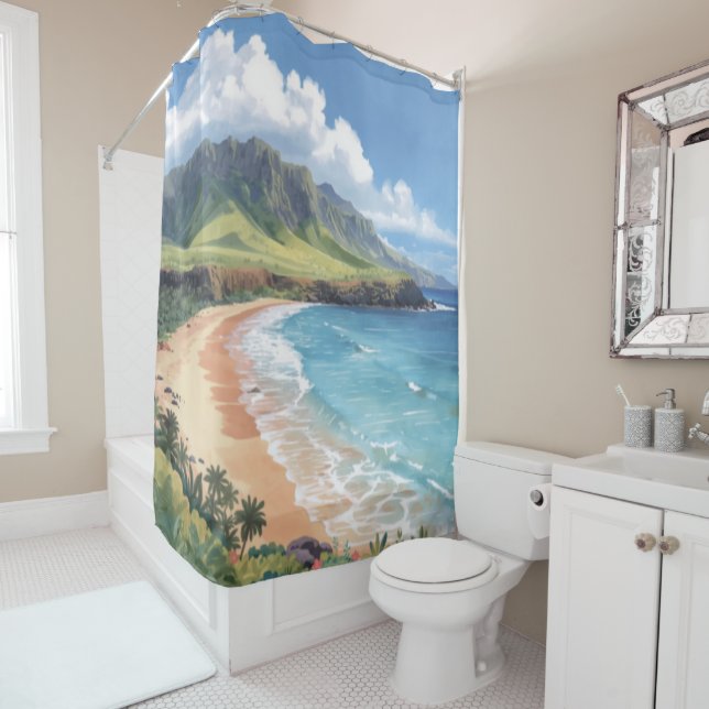 Ocean Waves Hawaii Shower Curtain (In Situ)