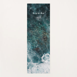 Ocean waves in dark teal, abstract water yoga mat