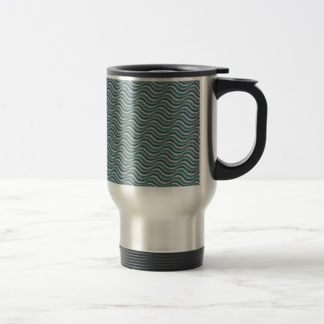 Ocean Waves Linen Look Travel Mug (Right)
