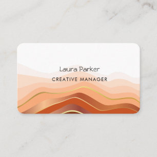 Ocean Waves Minimal Brown Gold Curves Modern  Business Card