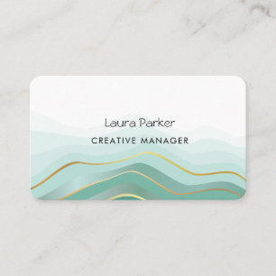 Ocean Waves Minimal Gold Curves Modern Stripes Business Card