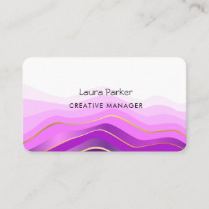 Ocean Waves Minimal Purple Gold Curves Modern  Business Card