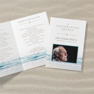 Ocean Waves Nautical Funeral Program Programme
