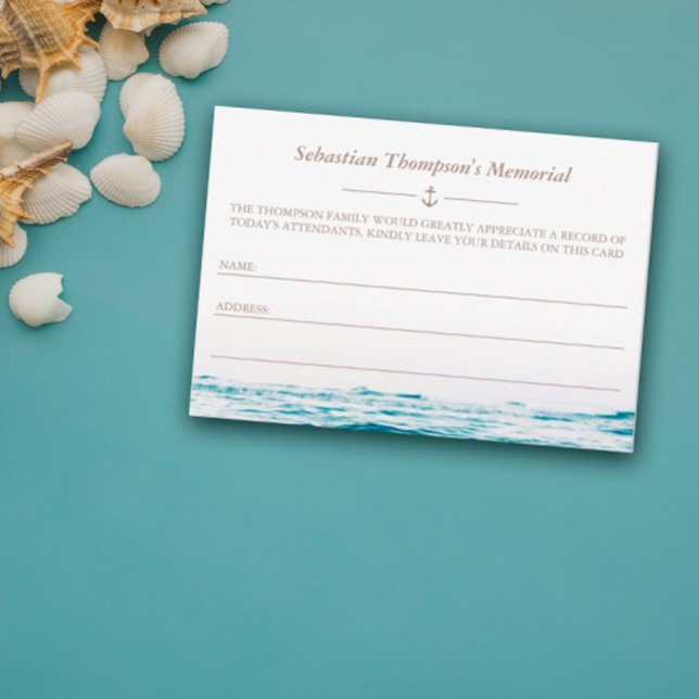 Ocean Waves Nautical Memorial Attendance Card (Creator Uploaded)