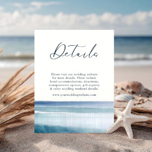 Ocean Waves Nautical Monogram Wedding Details Enclosure Card